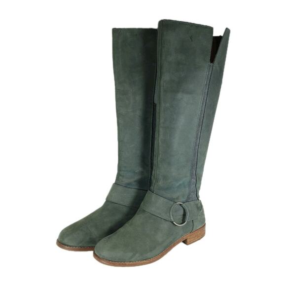 Olukai Women's Holo Lio II US11 Dark Green Leather Back Zip Tall Riding Boots - Picture 1 of 16